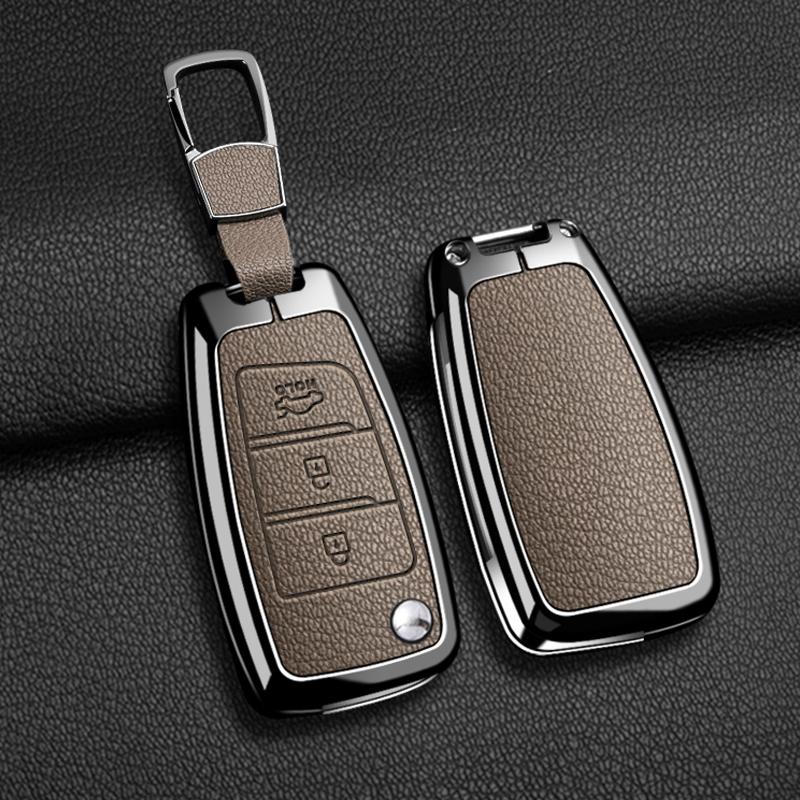 

Zinc Alloy Leather Car Key Case Cover For Hyundai Elantra Solaris Tucson I30 I35 I40 Kona Genesis Santa Fe Azera Holder Shell