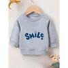 Baby Girl Comfortable Soft "Smile" Crew Neck Sweatshirt | Long Sleeve, Geometric-pattern, Spring Season, Cute Style