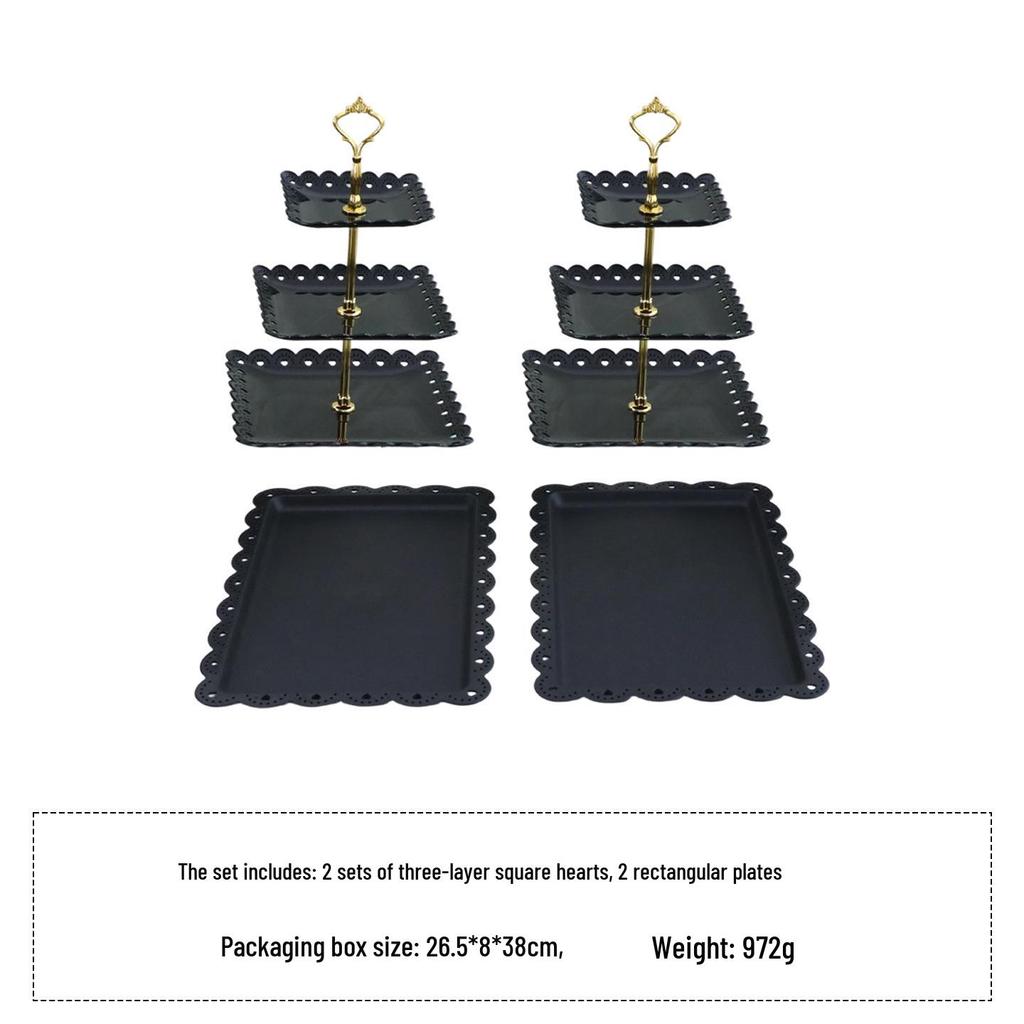 European Three-Tier Dessert Stand: Elegant Fruit Plate and Cake Display for Afternoon Tea