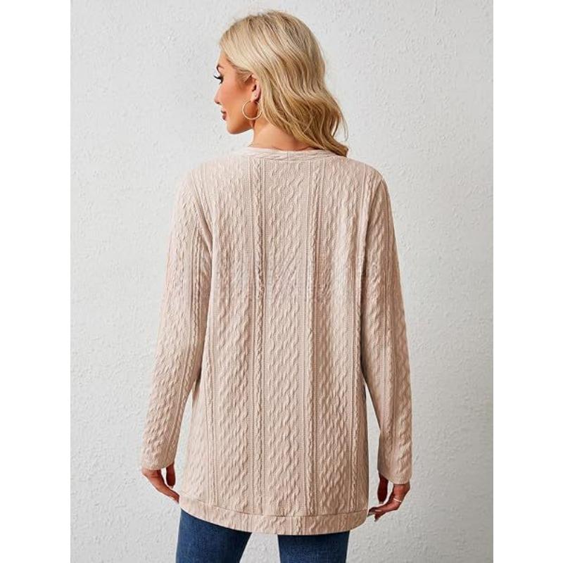 YYFS Women's Fashion Casual Fall Winter Solid Color Print Long Sleeve Sweaters