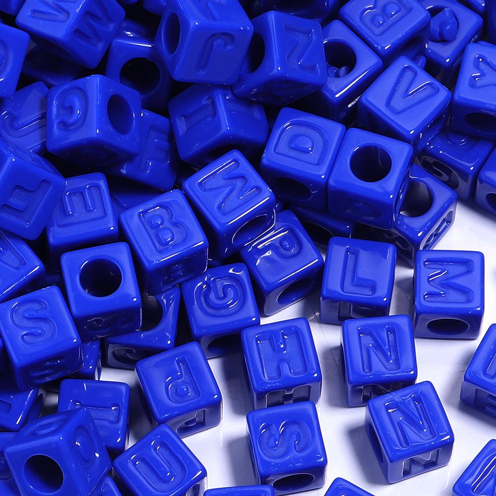 50pcs/lot 12mm Acrylic Square Alphabet Beads Solid Color Large Hole Loose Letter Beads For DIY Handcraft Bracelet Necklace