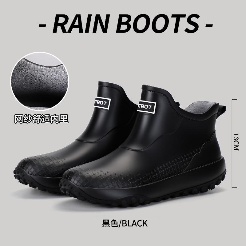 Short rain shoes couple men and women waterproof shoes non-slip rain boots wear-resistant students hiking cycling water boots outdoor wear warm