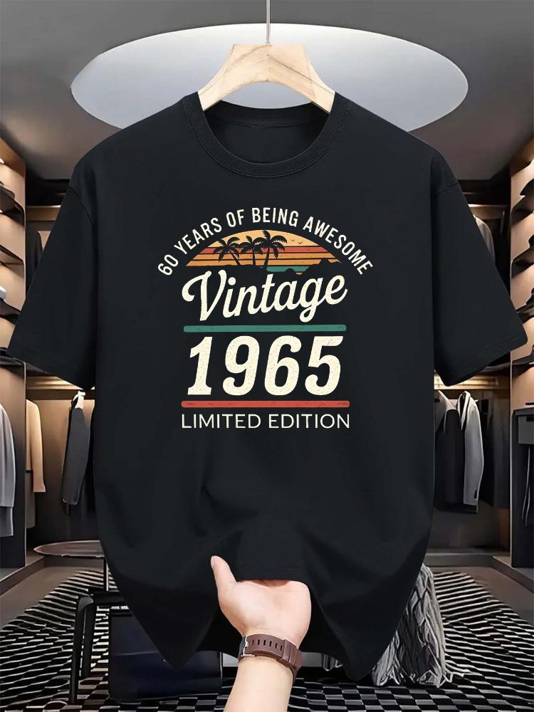 

Men s Summer 100% Cotton Fashionable Casual Loose 60 Year Great Pattern T-shirt Limited Edition 1965 Retro T-shirt Tops S разноцветный