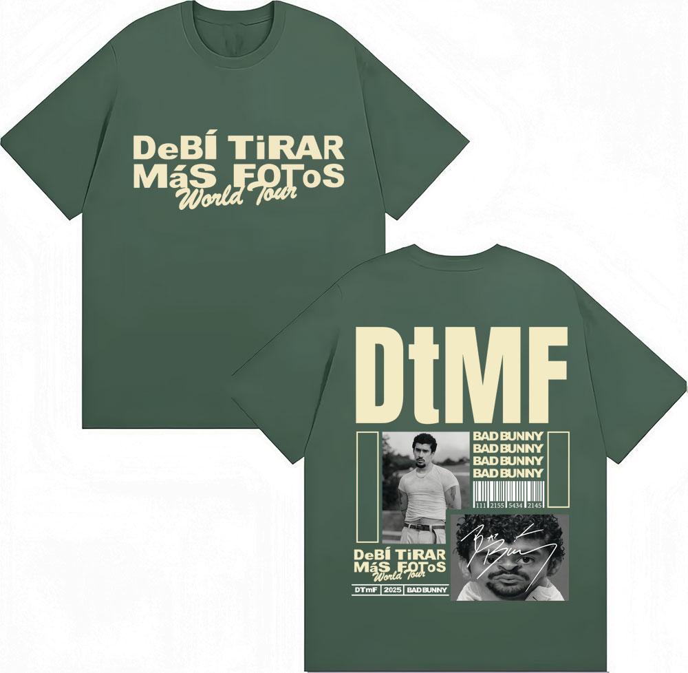 BAD BUNNY DTMF Debí Tirar Más Fotos TShirt Vintage Hip Hop Trendy Men Women Short Sleeve OversizedCotton Casual TShirts Male
