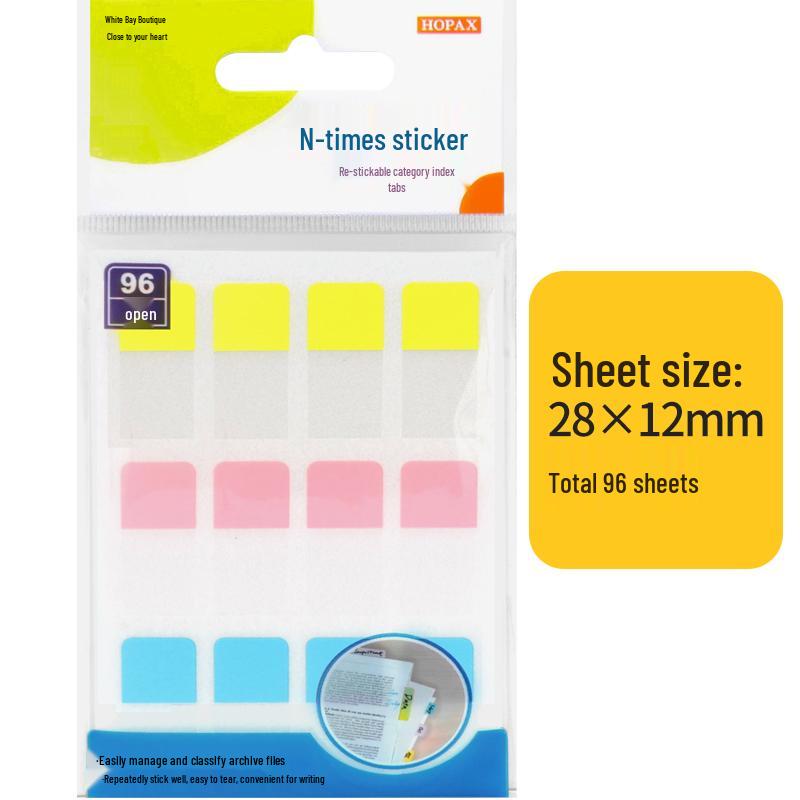 Repositionable PVC-Paper Index Labels: Colored Office Sticky Notes for Students