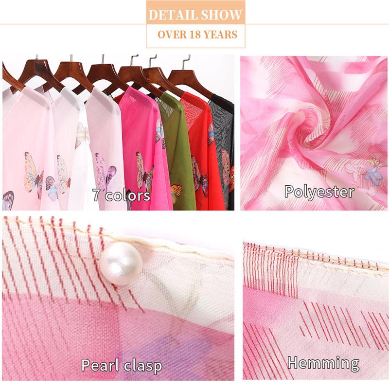 Summer Chiffon Beach Cover Up Sun Protection Shawl Dress Bikini Cover-up Women Swimsuit Sarong Swimwear Sunscreen Beachwear