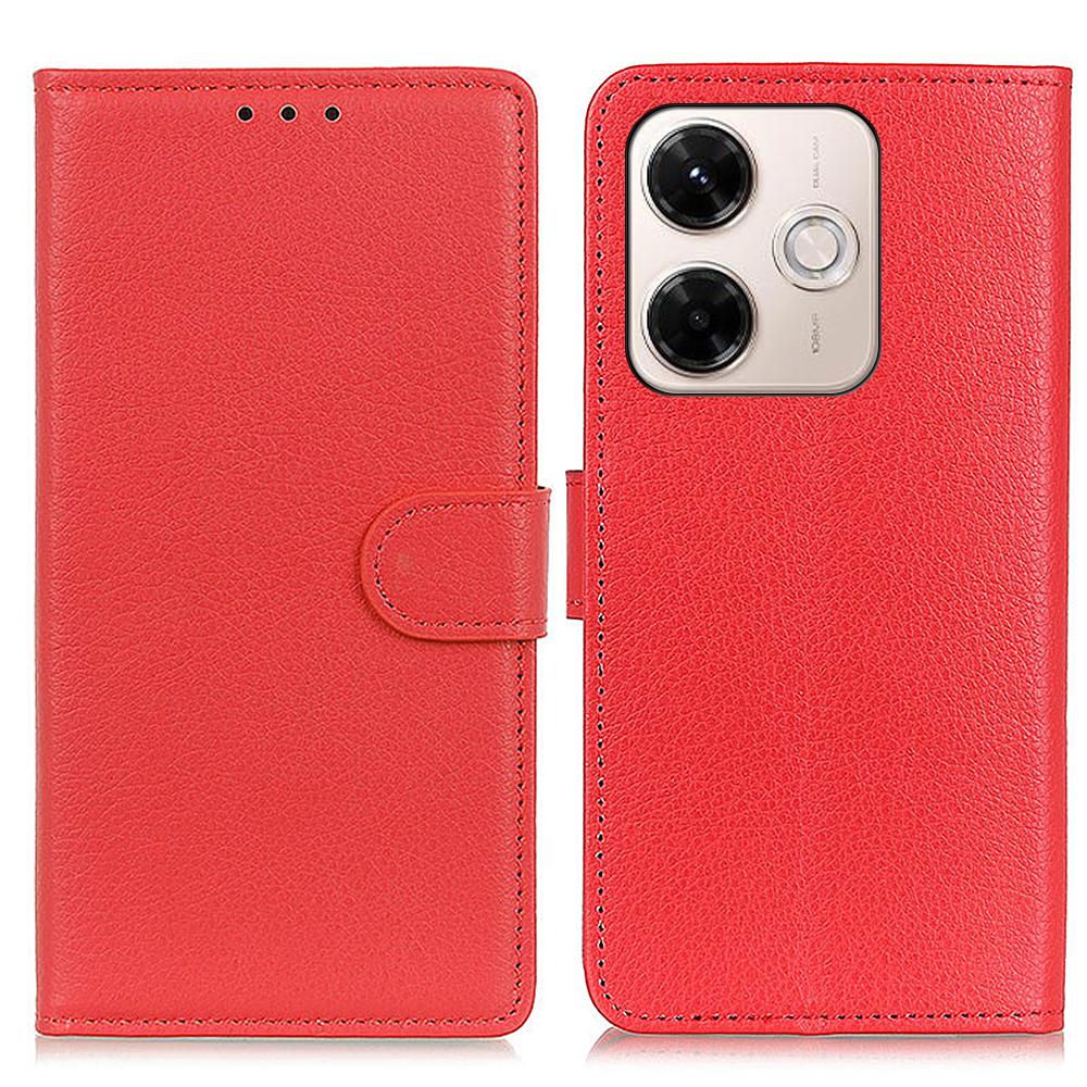 Dla Xiaomi Redmi 13x 4G Etui Portfelowe Pokrowiec na Telefon ze Skóry PU Tekstura Liczi