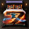 Set Biancheria da Letto Personalizzato Cristiano Ronaldo con Nome Testo 1 Copripiumino+2 Federe Logo Calcio Regalo Personalizzato per Occasione Speciale Arredamento Camera da Letto