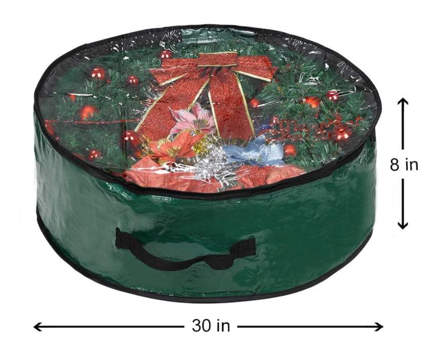 

Прозорий мішок для зберігання різдвяного вінка Мішок для зберігання різдвяного декоративного кільця Підвісний мішок Матеріал ПЕ пластик зелений