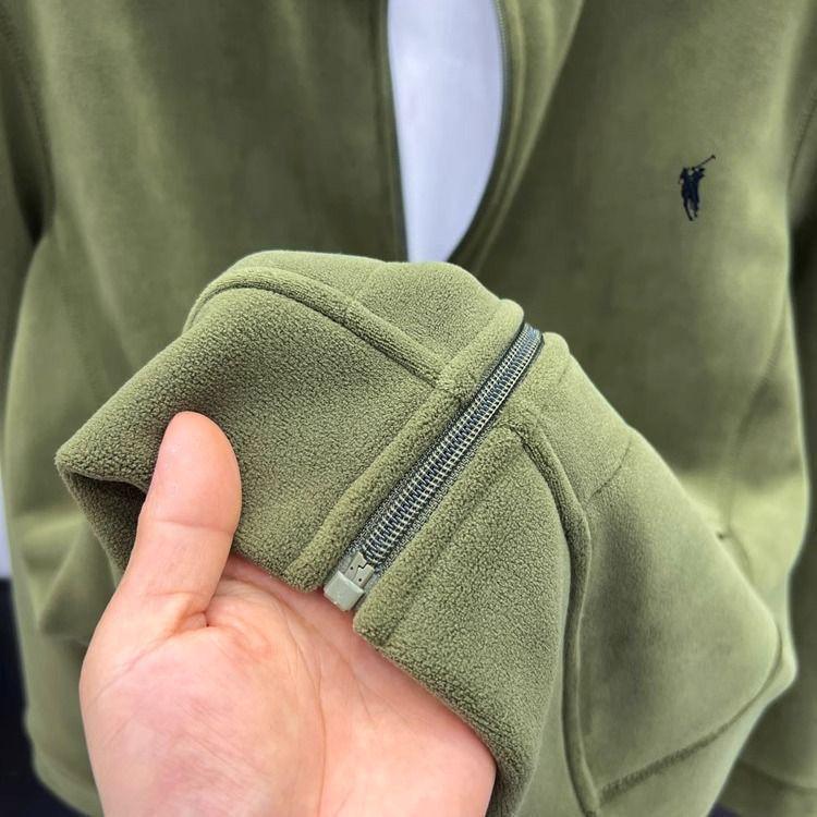 Men's 2024 Double-Sided Fleece Embroidered Jacket: Cold-Resistant & Warm Loose Fit Zipper Hoodie