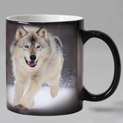 Zabawny Wilk Zwierzęcy Kubek Kubek Ceramiczny Magiczny Zmieniający Kolor do Herbaty Mleka Kubki Szklanka do Piwa 11OZ