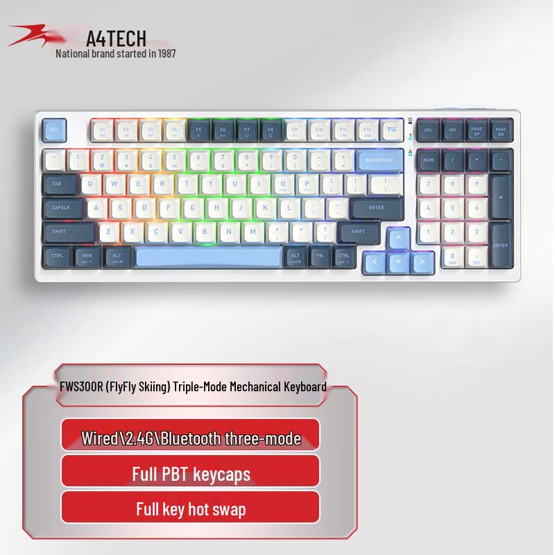 

A4TECH FWS300R 99-Key Tri-Mode Hot-Swappable RGB Mechanical Keyboard