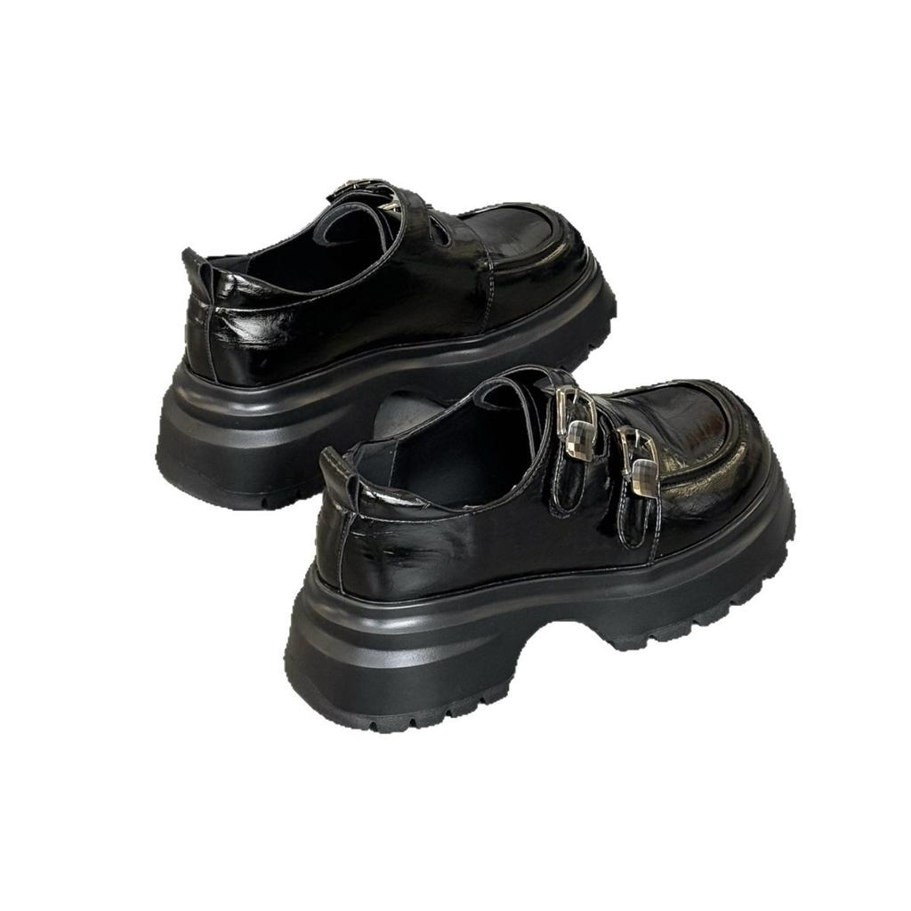 2025 Autumn New Leather Platform Small Heightening Loafers Women's British Style Retro Small Leather Shoes Women's Shoes