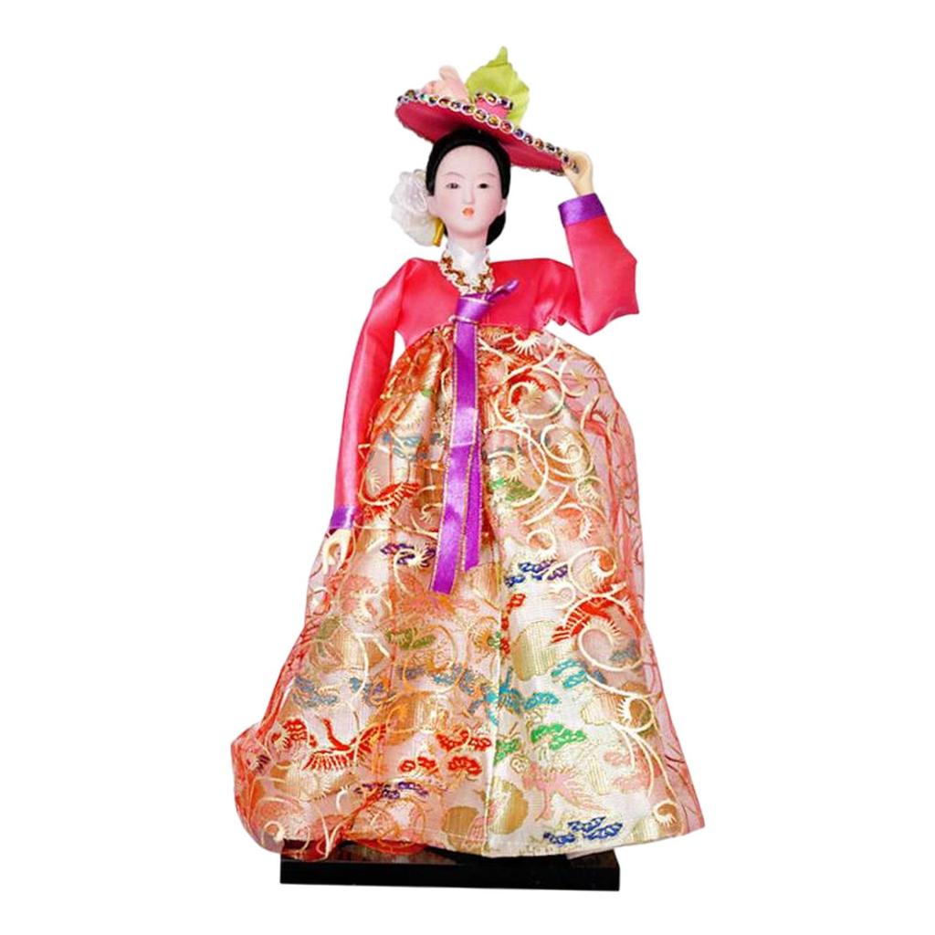 Hanbok Doll Mini Portable Korean Geisha Doll Traditional Handicraft for Birthday Presents Store Tabletop Household Bookshelf