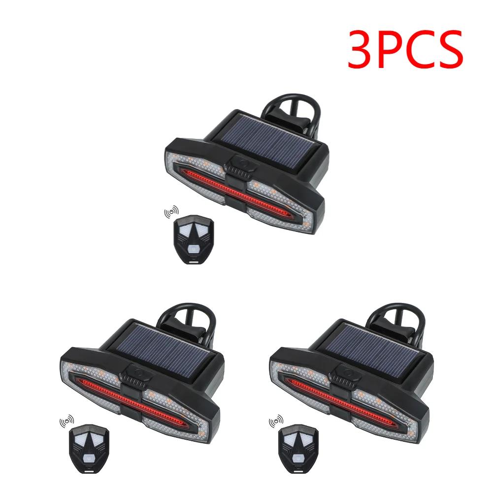 Solar LED Bicycle Turn Taillight with Turn Signals Portable Bike Taillight Remote Control Bicycle Rear Light for Night Riding