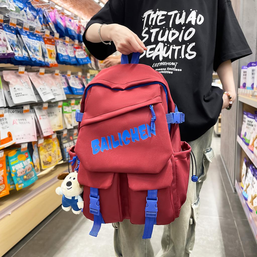 Autumn New Backpack Korean Version of Fashion Letters Simple High School Students Large Capacity Versatile Student Schoolbag Tide