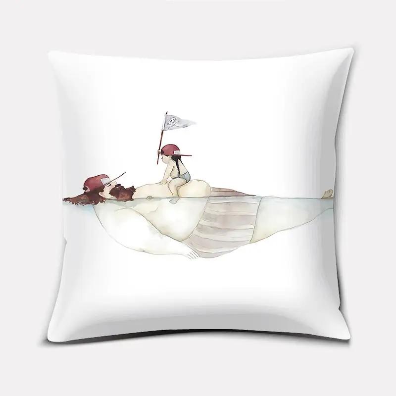 Watercolor Warm Family Series Pillow Gift Home Office Decoration  Bedroom Sofa Car Cushion Cover case