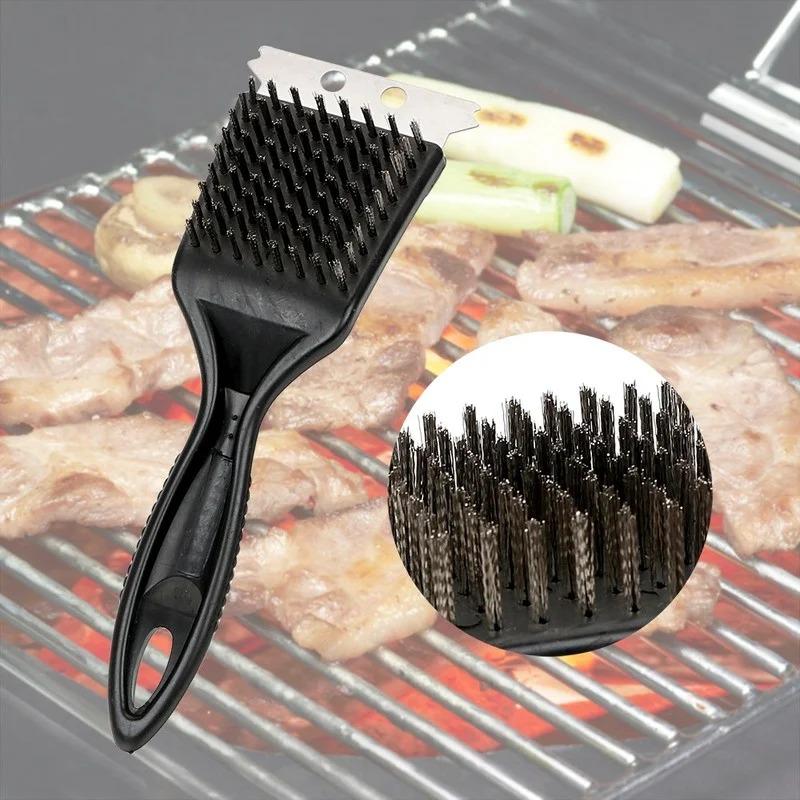 2 Pezzi Spazzole Non-stick per Griglia Barbecue BBQ con Setole in Filo di Acciaio Inossidabile e Manico Strumenti Durevoli per Cottura BBQ