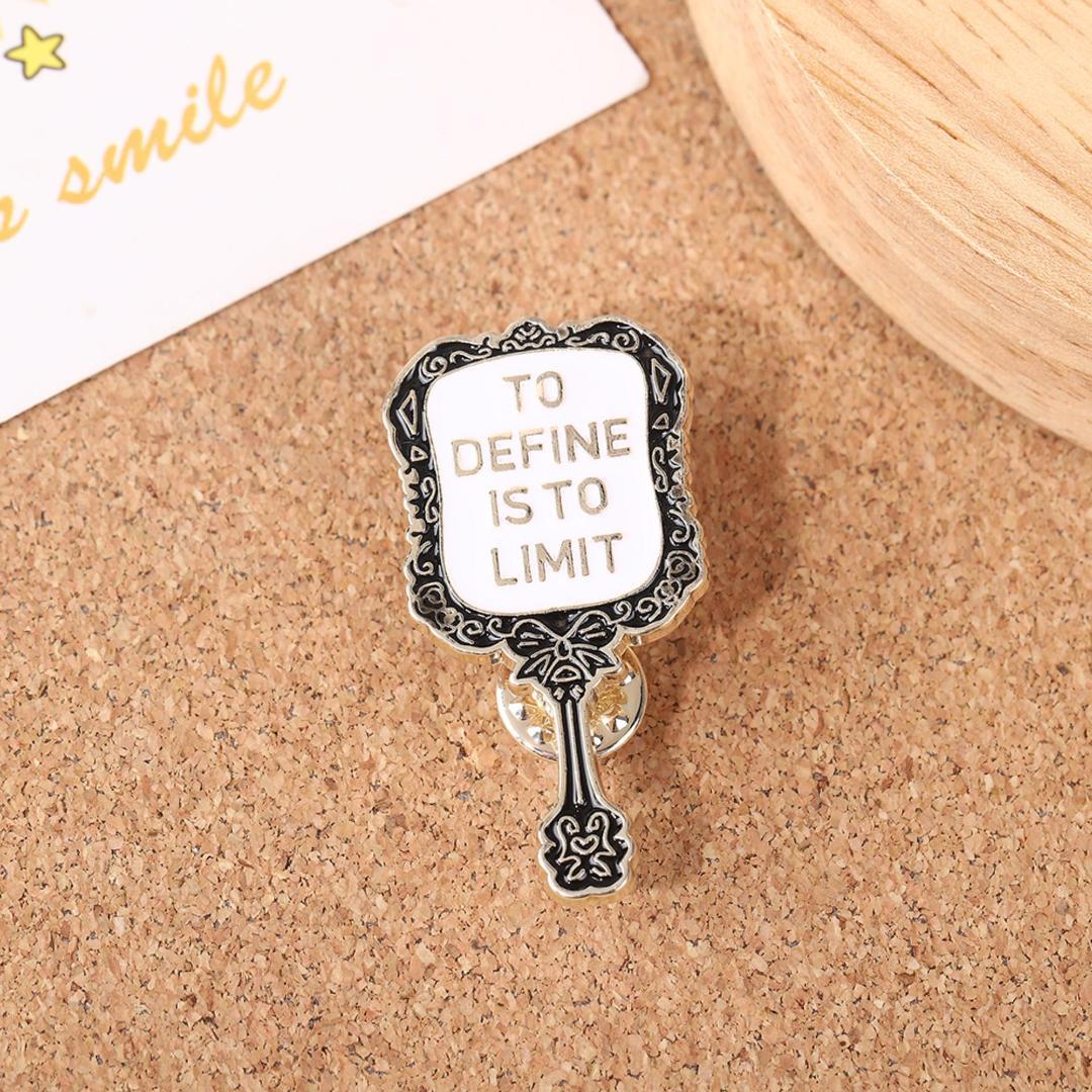Inspirational Personality English Brooch Creative Mirror Metal Badge Backpack Clothes Decoration Corsage Accessories Fashion