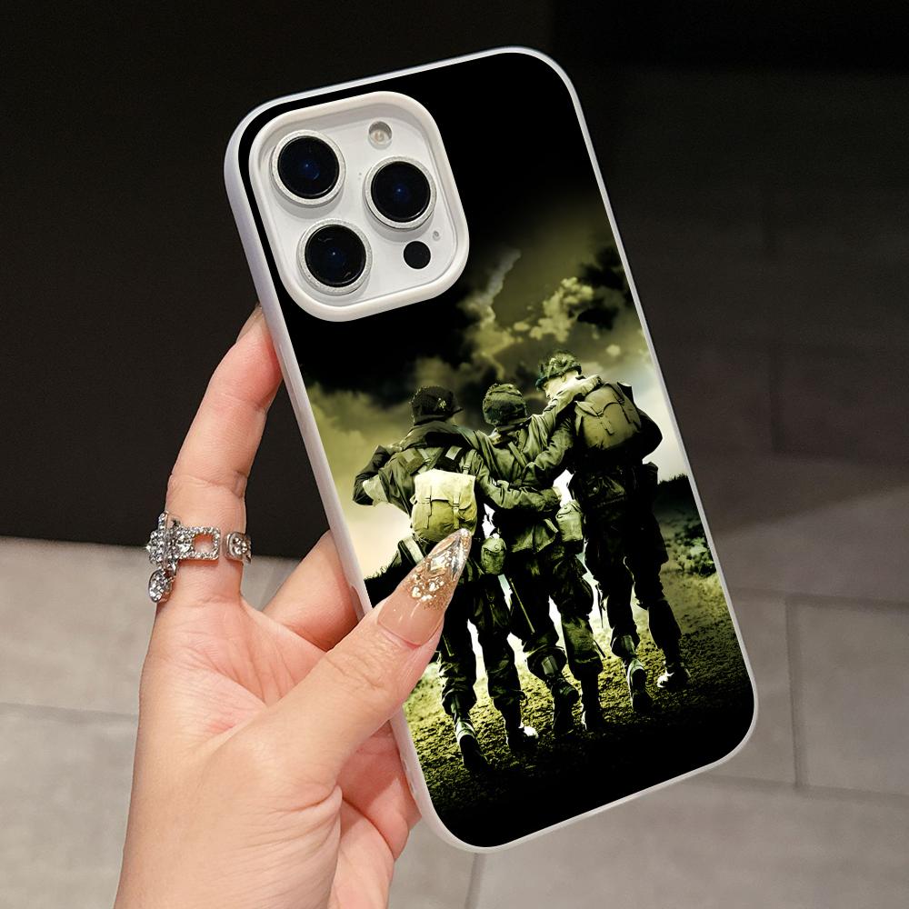 

Чехол для телефона Band of Brothers для iPhone 17 16 15 14 13 12 11 Air Pro Max Plus Желейный Двухслойный Белый Чехол iPhone 15 Pro