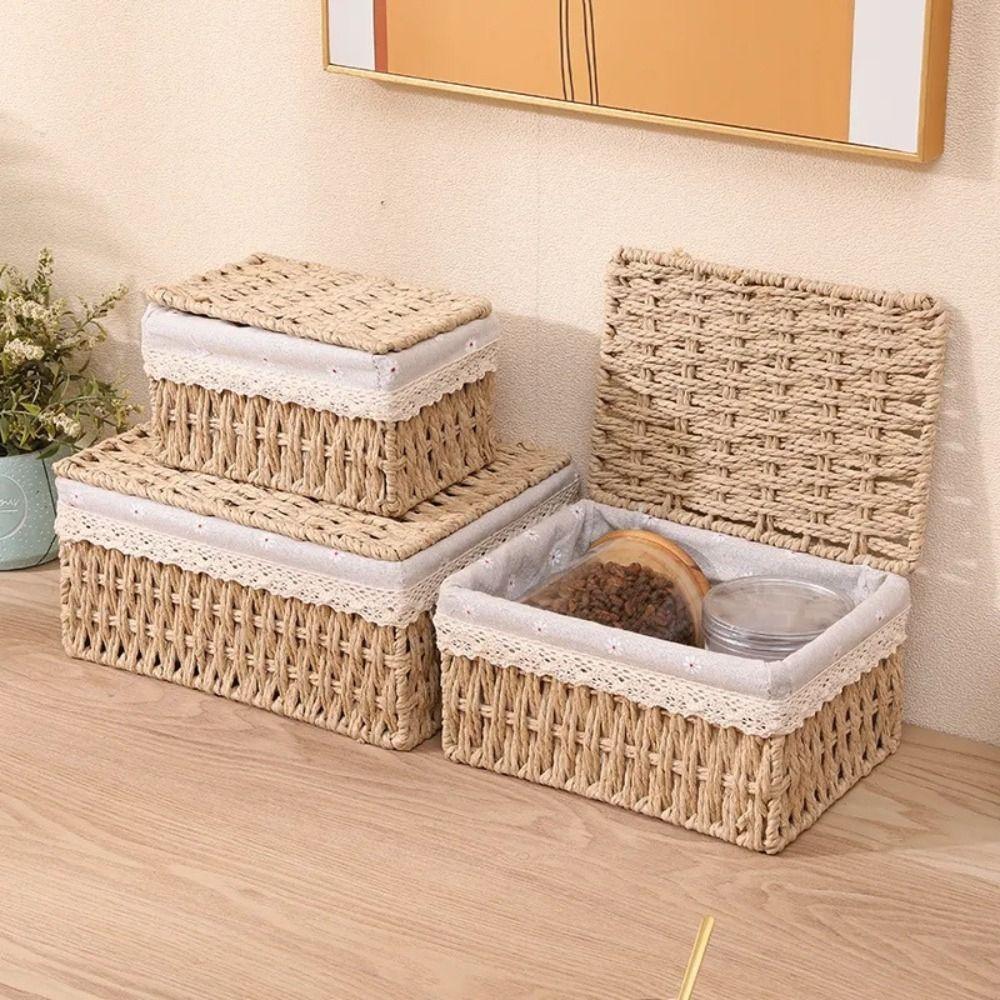 Bohemia Wicker Storage Baskets Hand Woven Storage Basket Rustic Woven Basket Home Decor