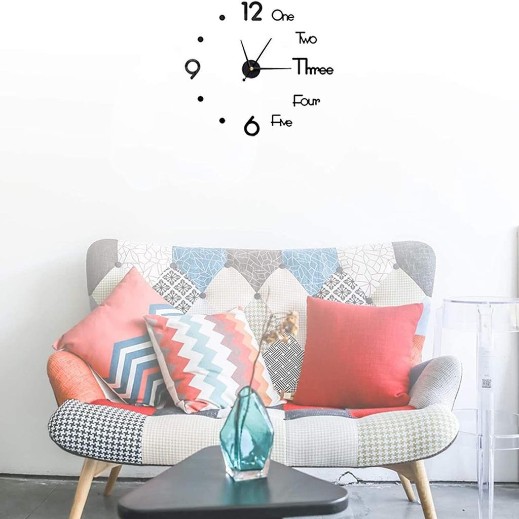 Geräuschlos, Rahmenlos, Analoge Uhr aus Kunststoff-EVA mit verstellbaren Größen (25 cm - 50 cm) für Wohnzimmer, Schlafzimmer, Bürodeko, Wohngeschenk, Schwarz