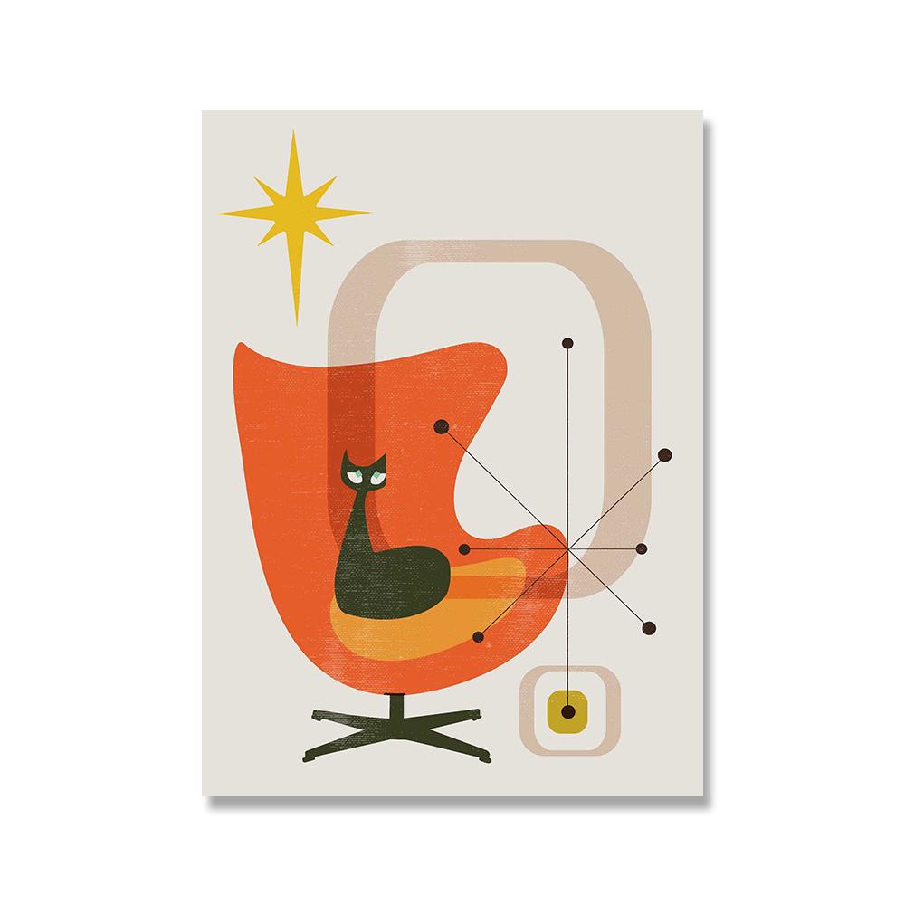 

Черные кошки постеры и принты настенное искусство холст картины середины века ретро спутник атомные настенные картины для гостиной домашний декор 21*30cm