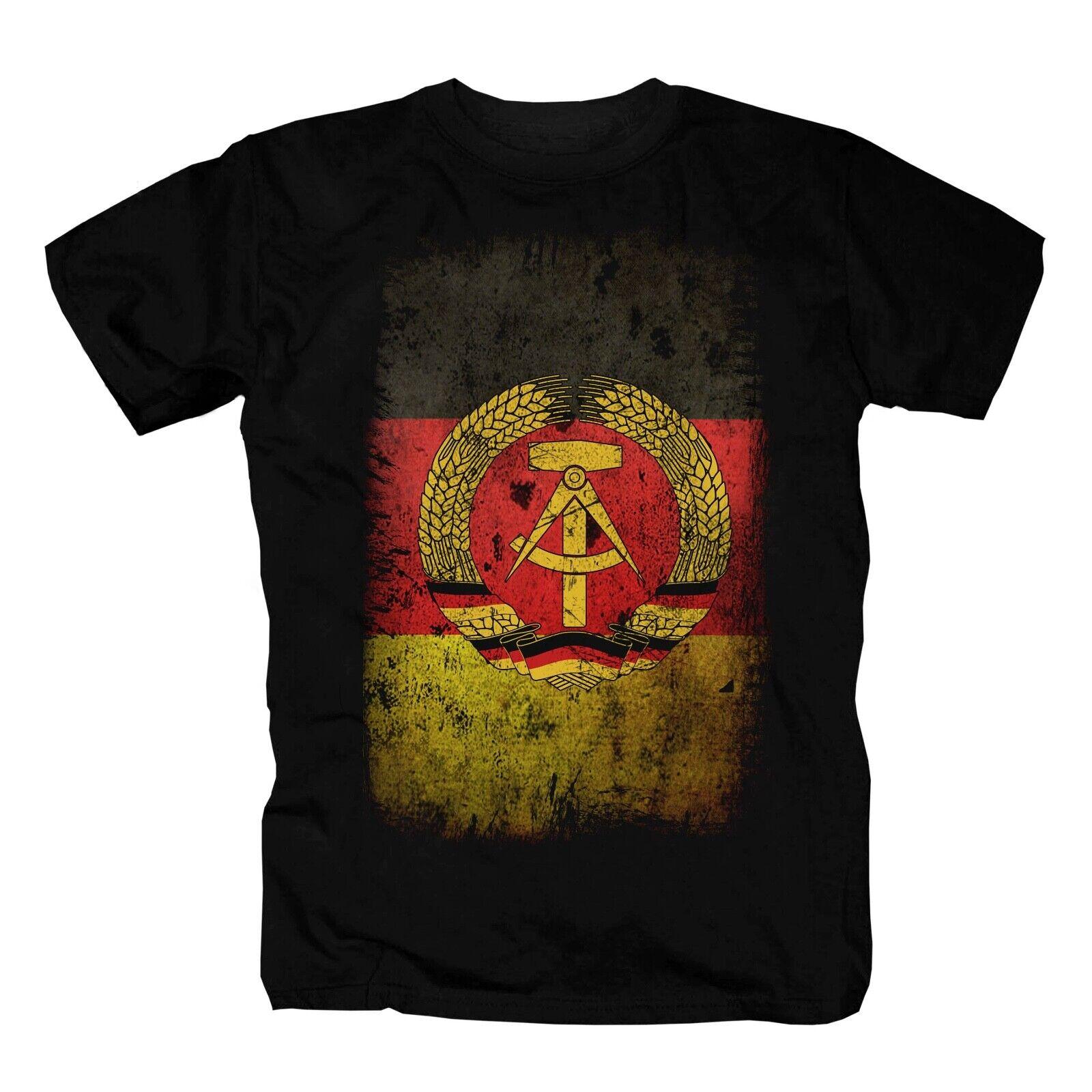 

DDR East Germany GDR Osten Ostler NVA Retro Flag badge T Shirt 100 Cotton Short Sleeve ONeck Casual Tshirts Men Clothing 4XL