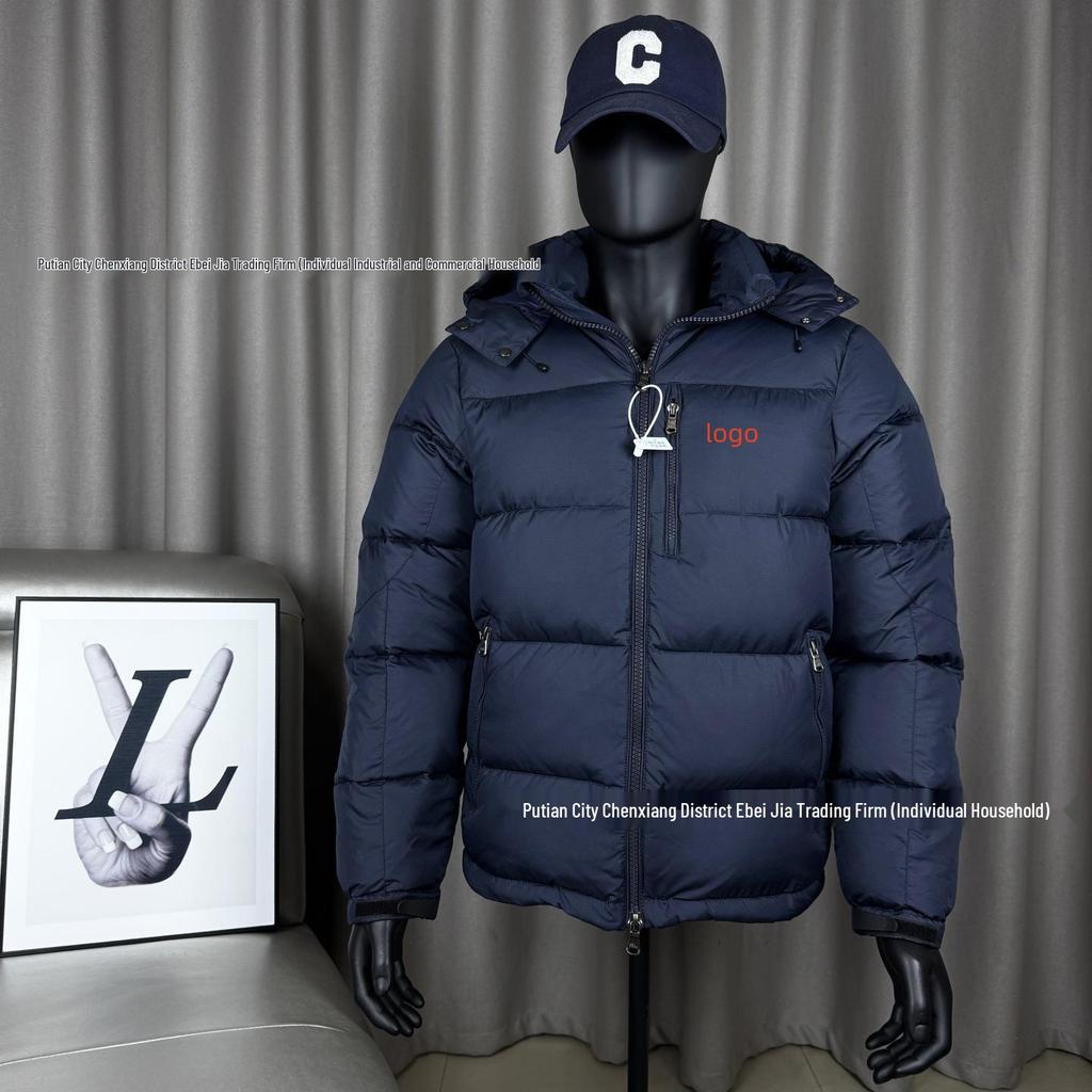 Klasická Unisex péřová bunda Polo s výšivkou a odnímatelnou kapucí