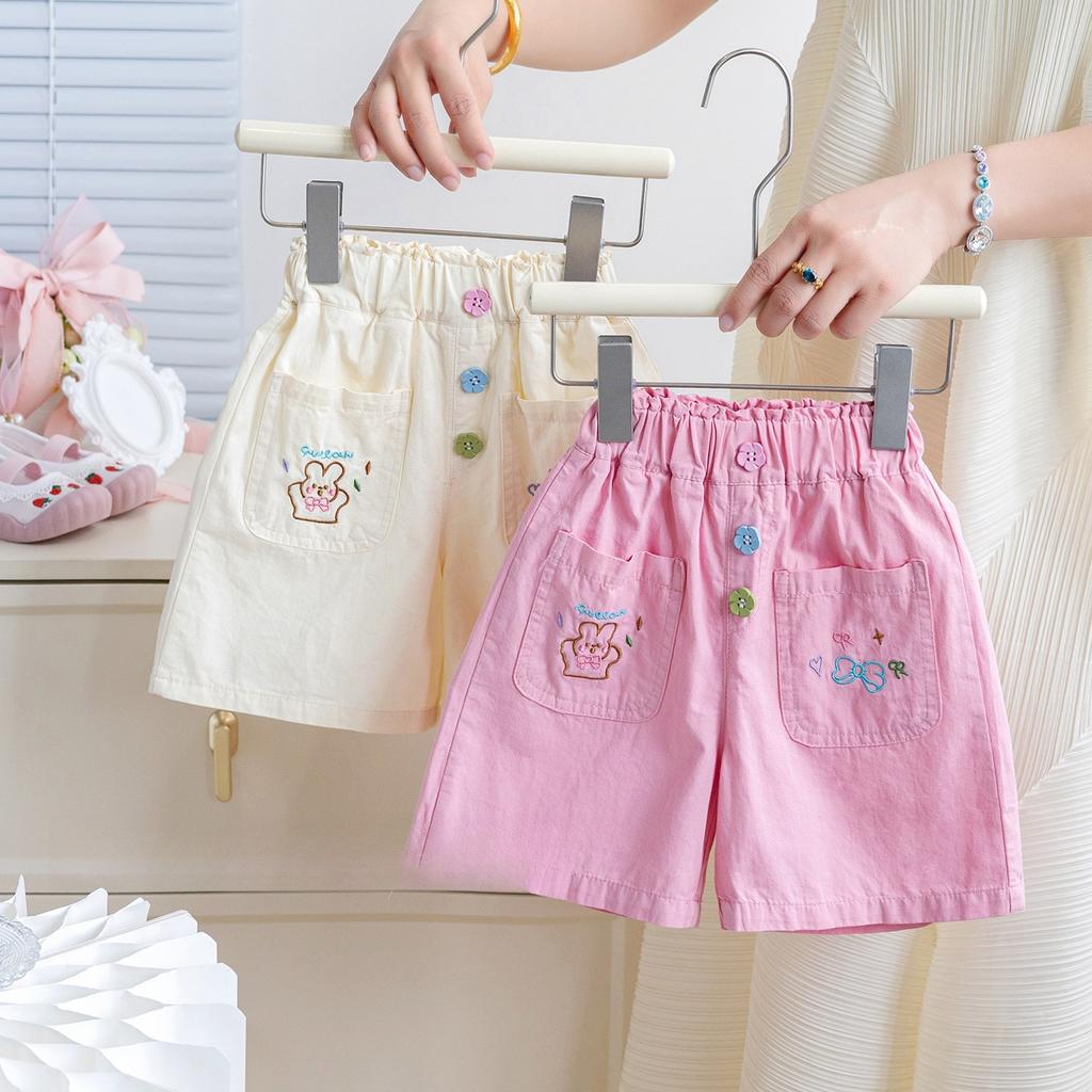 Girls' Summer Shorts Children's Cartoon Printed Outerwear Fashionable and Versatile Casual Pants