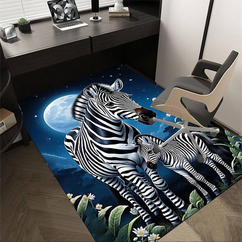 

1PC zebra moonlight Anti-slip carpet, suitable for Office, bedroomand playrooms. It can also be used as a sofa footrest cover-W113 60cm by 90cm