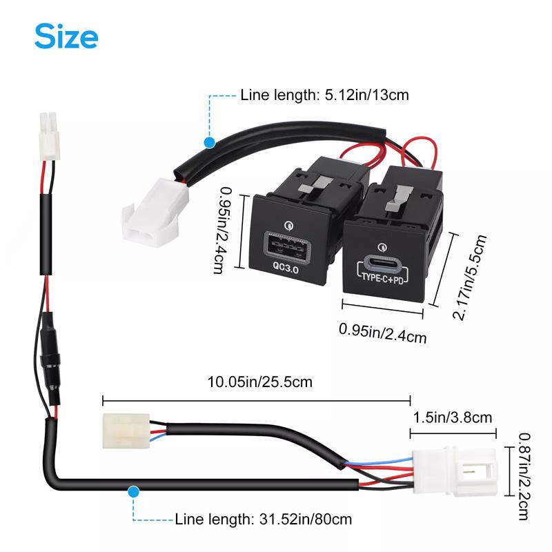 Dual Fast Car Charger PD & QC3.0 for VW Golf 6 MK6 Jetta 5 MK5 Scirocco 2006-2012 – USB Auto Phone Charging Adapter with Button