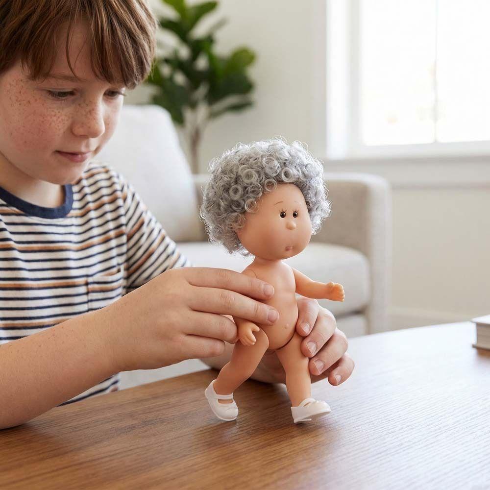 Fashion Curly Hair 14cm Bean Eye Vinyl Doll Dark Skin Movable Mia Potato Dolls Dress Up 14cm Action Figure Body Doll Accessories