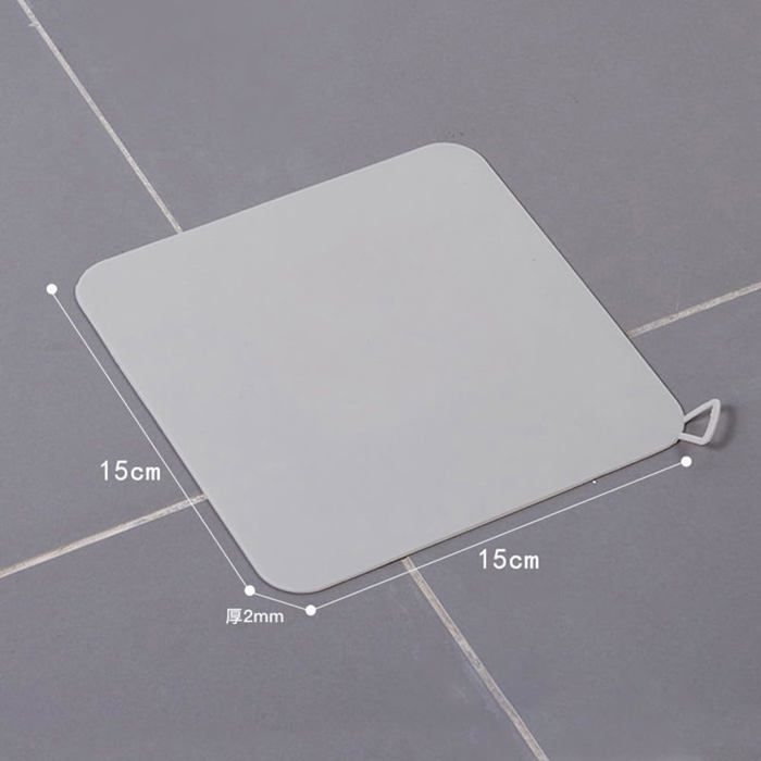 Bouchon de vidange sol silicone gris 15 x 15 cm — étanche, anti‑odeurs, antidérapant