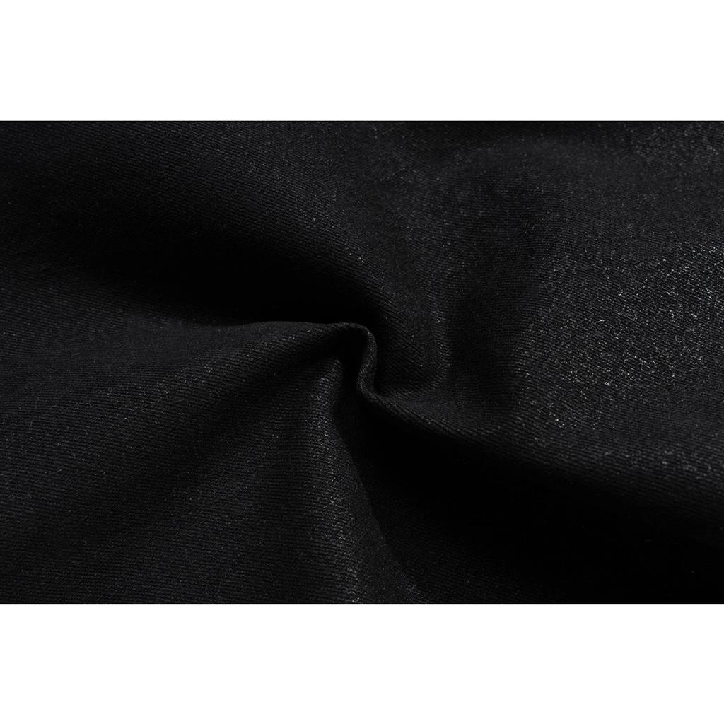 ZYLLO Streetwear Black Wax Leather Strecth Jeans for Men Ropa Hombre Baggy Y2k Flare Pants Oversized Straight Denim Trousers