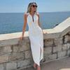 Minimalist Slit Long Dress With Lapel And Sleeveless Design For Women