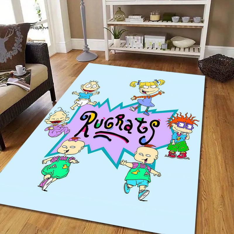 Rugrats Flannel Pattern Square Carpet,Area Rug,Carpet Rug for Living Room Bedroom Sofa Playroom Decor,Non-slip Floor Mat