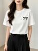 New Unisexs Tshirt Black Bow Printed Simple Style Casual Fashion Short Sleeve Tshirt Soft Comfortable Summer Unisex Clothing
