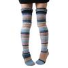 Women Vintage Colorful Striped Knitted Thigh High Tube Stockings Preppy Style Slouchy Over Knee Boot Socks Leg Warmers