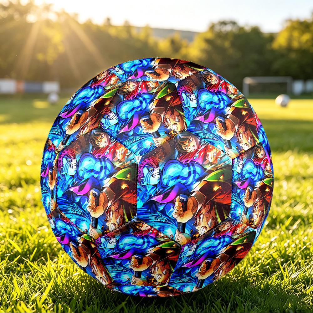 Demon Slayer Printed Size 5 Standard Football, Waterproof PU Training Soccer Ball for Outdoor Sports