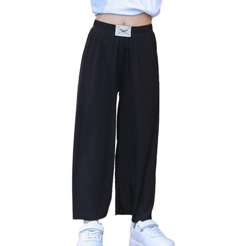 

Детские широкие брюки летние тонкие прямые брюки для девочек свободные повседневные детские длинные брюки 140 чёрный
