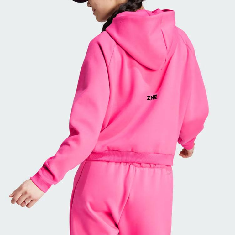 Adidas Z.N.E. Full-Zip Hooded Sweatshirt with Monochrome Logo Women Hoodie Pink IN5131