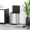 40L Dual Compartment Stainless Steel Bin, with Deodoriser Holders - Silver Tone