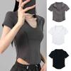 Pullover Short Sleeve T Shirt V-neck Flip Neck Blouses Soft Y2k Crop Tops Women Female