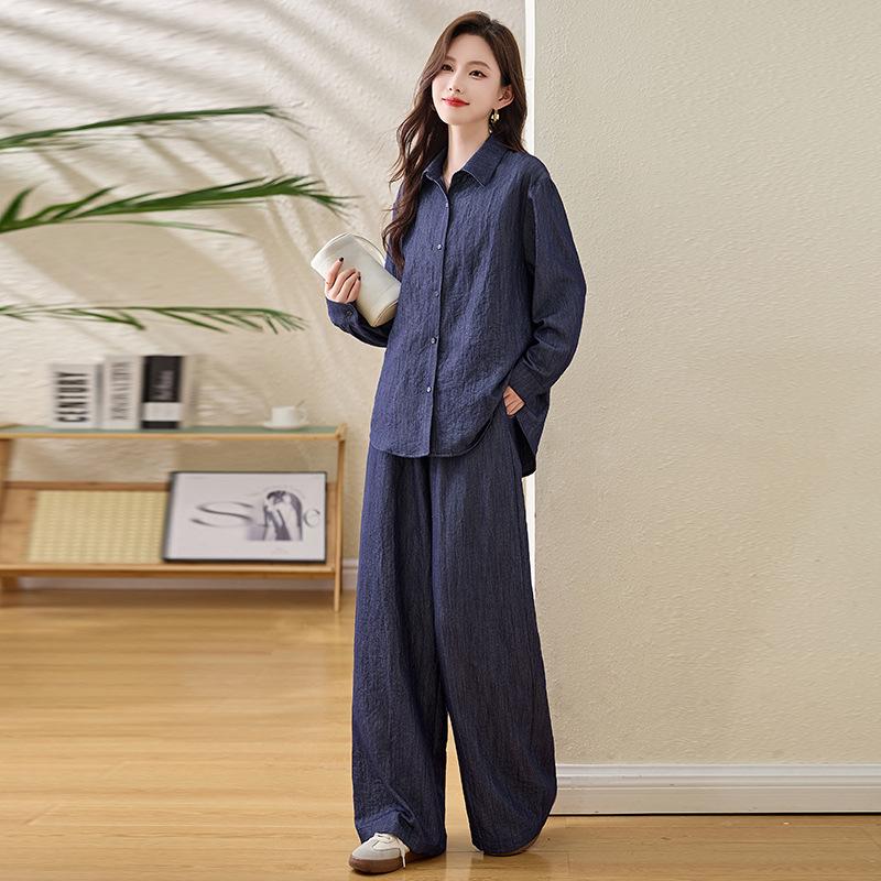 2025 Women's Summer Three-Piece Set: Denim Jacket, Camisole, Wide-Leg Pants (ME5567)
