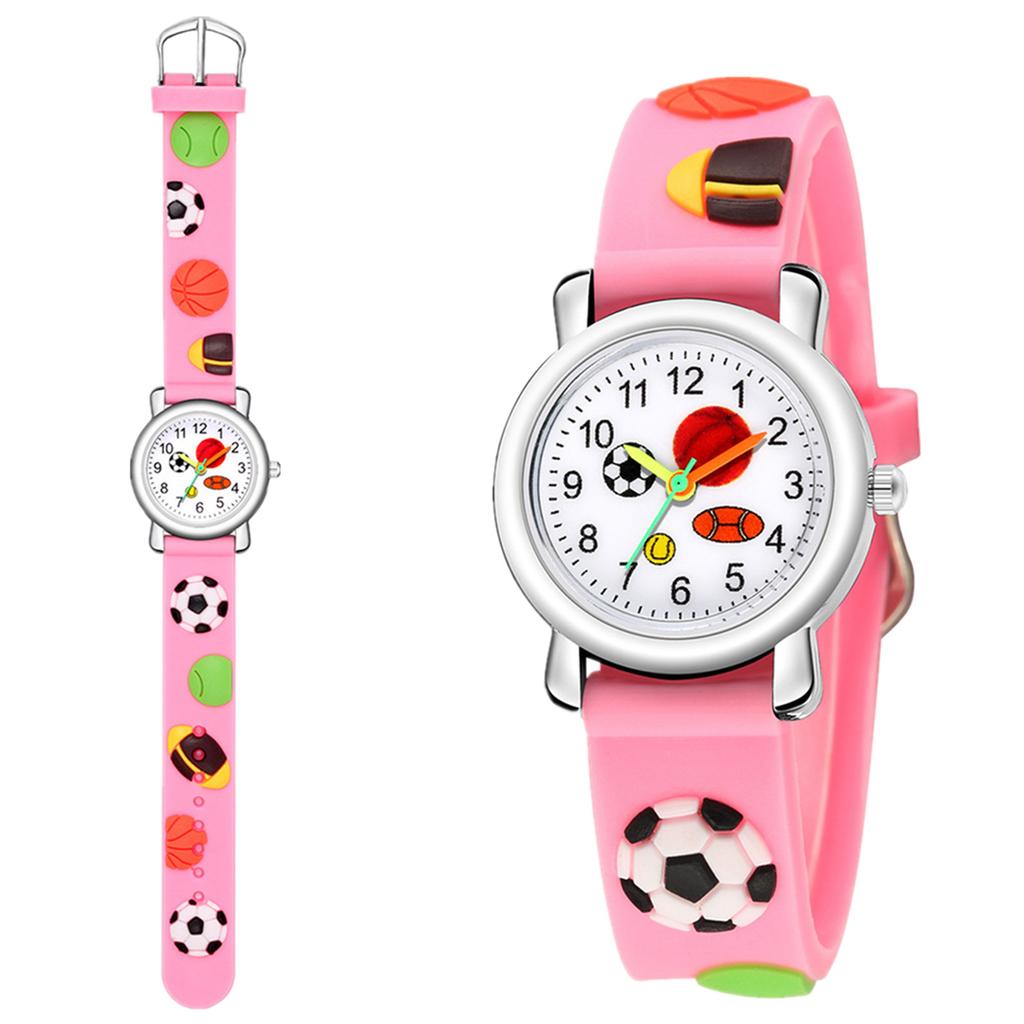 Kinder-Quarz-Uhr mit geprägtem Sportball-Muster Weiches Silikonarmband Langlebige Kinder-Armbanduhr für den täglichen Gebrauch