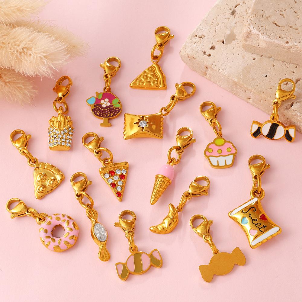 Cute Sweet Wind Pizza Candy Food Series Lobster Buckle Pendant Diy Bracelet Necklace Exquisite Accessories