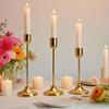 Vintage Brass Gold Candlestick Holder Set of 3 | Tall Elegant Taper Candle Stands, Decorative