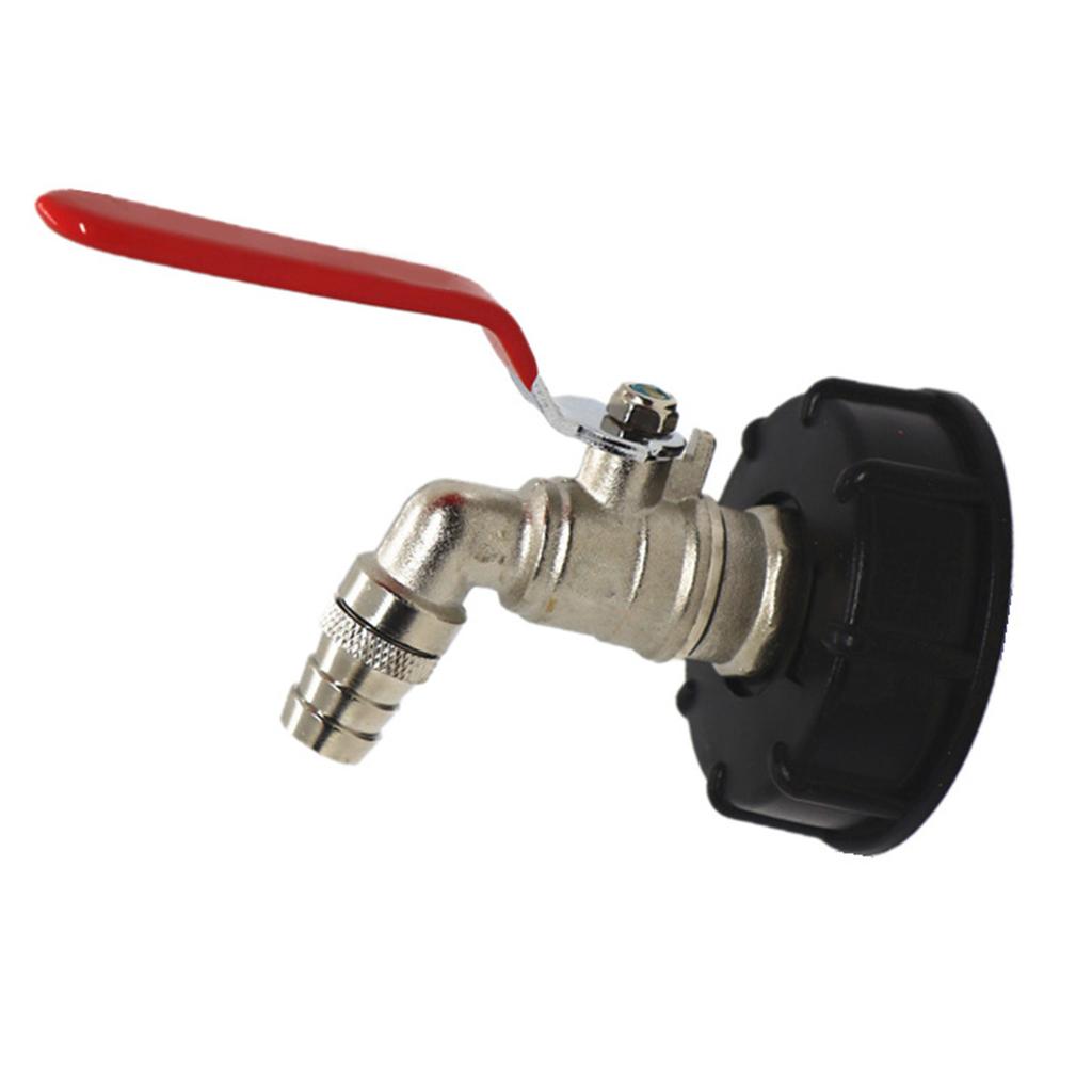 Water Tank Valve Fitting S60x6 to G34in Coarse Thread Adapter Brass Hose Faucet Red Handle