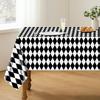 4 Pack Black and White Checkered Tablecloths, Plastic Gingham Table Cover Alice Tablecloths for Racing Theme, Halloween, Wonderland Party, Classic